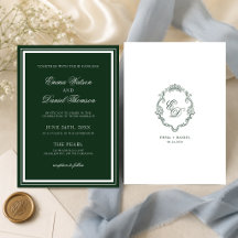 Casamento com Monograma Classic Crest Verde Esmera