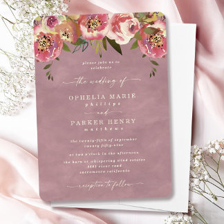 Convite Casamento com Monograma Cottagecore Floral Ophelia