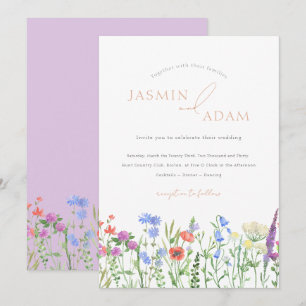 Convite Casamento com Monograma de Flor Silvestre de Papou