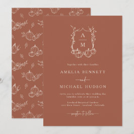 Convite Casamento com Monograma de Outono