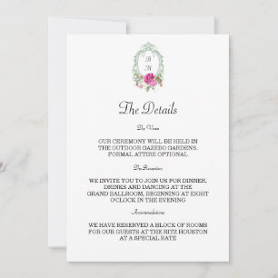 Convite Casamento com Monograma de Peônia Rosa Floral Eleg