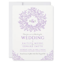 Casamento com monograma desenhado com mão roxa