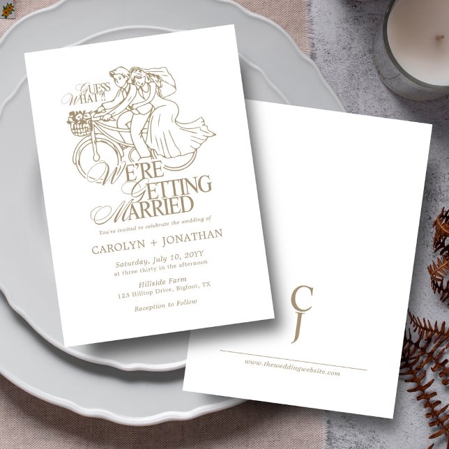 Convite Casamento com Monograma Dourado Russo Clássico Vin (Criador carregado)