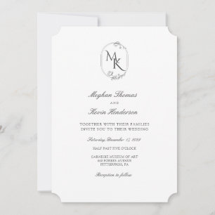 Convite Casamento com Monograma Elegante Clássico Formal