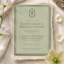Casamento com Monograma em Verde Sálvia Elegante