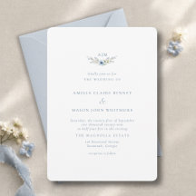 Casamento com Monograma Floral Azul Elegante e Sof