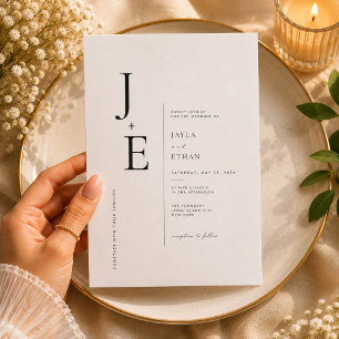 Convite Casamento com Monograma Inicial Elegante