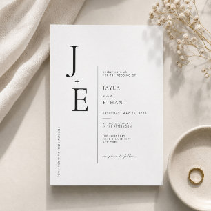 Convite Casamento com Monograma Inicial Elegante