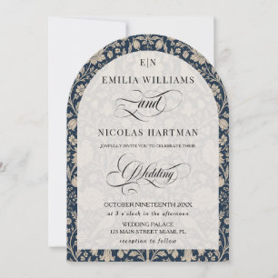 Convite Casamento com Monograma Naval Art Nouveau