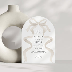 Convite Casamento com o Arco do Monograma de Ivory Beige