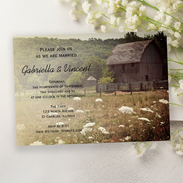 Convite Casamento com o Barn Country Weathered (Criador carregado)