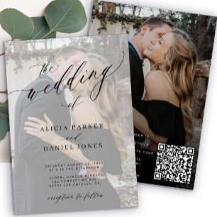 Convite Casamento com o CÓDIGO QR da foto elegante moderna