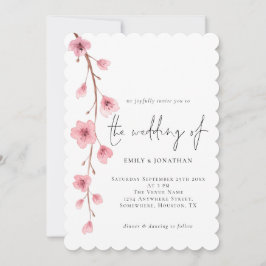 Convite Casamento com o Flor de Cereja Elegante Sakura