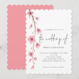 Convite Casamento com o Flor de Cereja Elegante Sakura