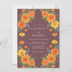Convite Casamento com Ochre, Marigold, Eucalipto e Plum