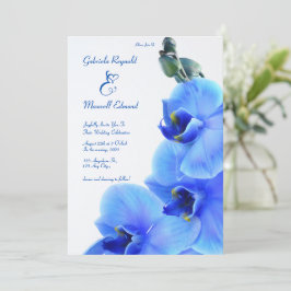 Convite Casamento com Orquídeas Azuis de Amor Floral Elega