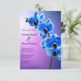 Convite Casamento com Orquídeas Azuis do Céu Floral Modern
