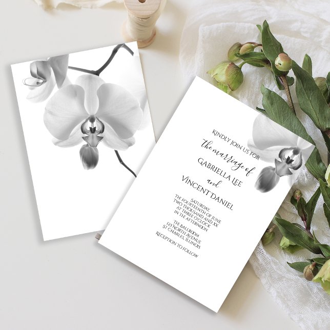 Convite Casamento com Orquídeas Negras e Brancas (Perfect inspo for your elegant marriage ceremony and reception)