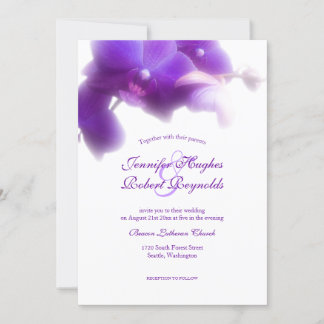 Convite Casamento com Orquídeas Roxas Florais e Elegantes