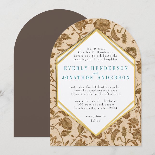 Convite Casamento com Padrão de Pássaros do Amor em Água V (Frente/Verso)