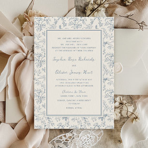 Convite Casamento com padrão floral Toile Rústico Vintage
