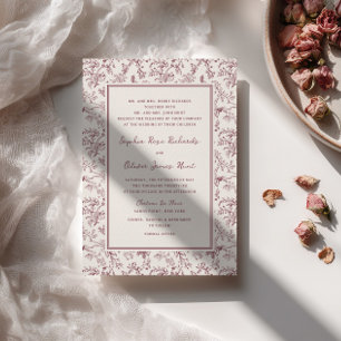 Convite Casamento com padrão floral toile rústico vintage