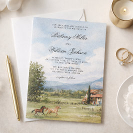 Convite Casamento com Paisagem Rural Inspirada na Toscana