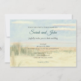 Convite Casamento com paisagens de aquarelas da costa