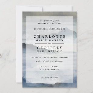 Convite Casamento com paisana azul de índio cor-d-água