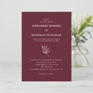 Convite Casamento com Paleta de Borgonha Moderna Trendy Wi
