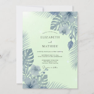 Convite Casamento com Palma de Eucalipto Slate Mint