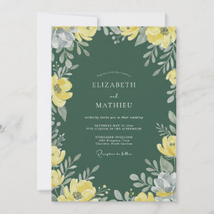 Convite Casamento com Papoula Verde Caçador