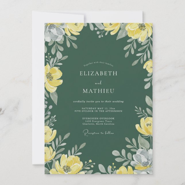 Convite Casamento com Papoula Verde Caçador (Frente)