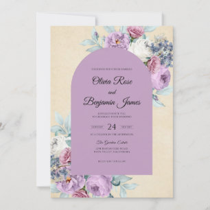 Convite Casamento com Peônia Periwinkle e Champanhe Morno