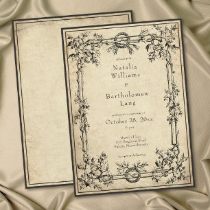 Convite Casamento com Pergaminho de Hera Medieval Gótico V