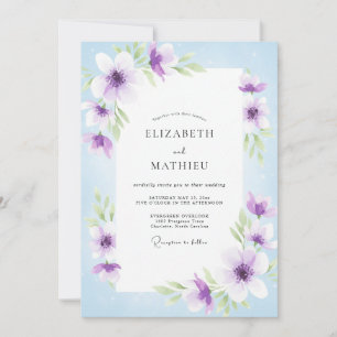 Convite Casamento com Pétala de Periwinkle Lavanda Suave