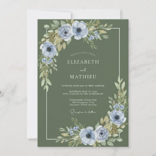 Convite Casamento com Pétala de Periwinkle Oliva Cottageco