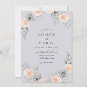 Convite Casamento com Pétala de Pêssego Lilás Empoeirado