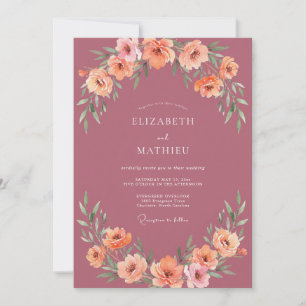 Convite Casamento com Pétala de Pêssego Rosa-Violeta Empoe