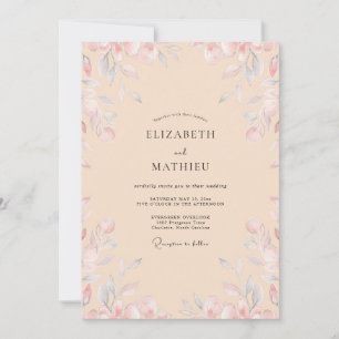 Convite Casamento com Pétala de Rosa e Periwinkle em Tom d