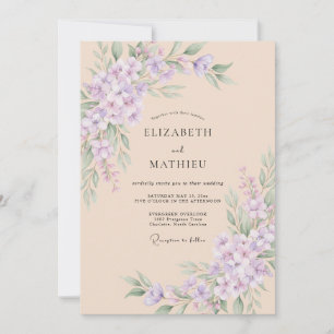 Convite Casamento com Pétala de Rosa Mauve Vintage de Cham