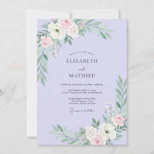 Convite Casamento com Pétala de Rosa Periwinkle Folhagem