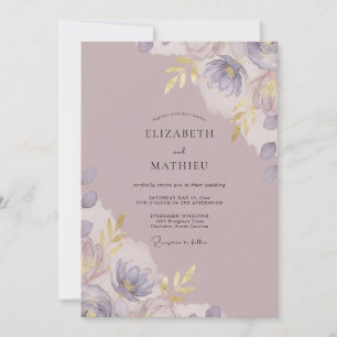 Convite Casamento com Pétala Murcha de Mauve