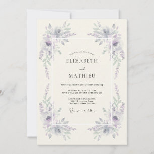 Convite Casamento com Pincelada de Florada Lilás