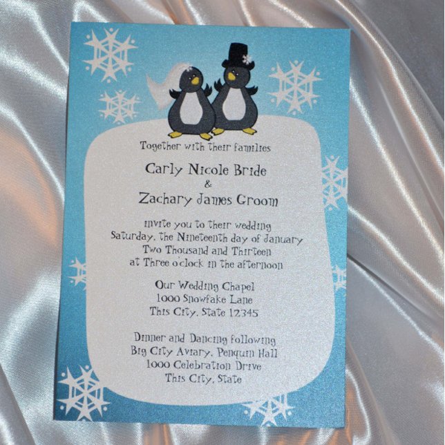 Convite Casamento com Pinguim Pinguin Toon Snowflake (Criador carregado)
