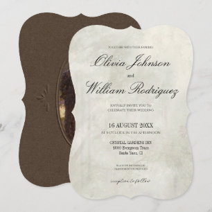 Convite Casamento com Pintura a Óleo Vintage Elegante