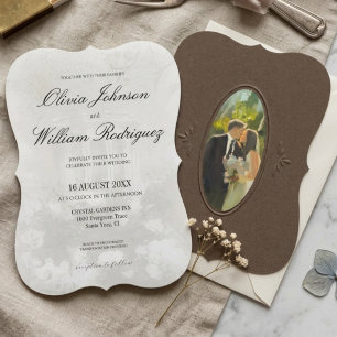 Convite Casamento com Pintura a Óleo Vintage Elegante
