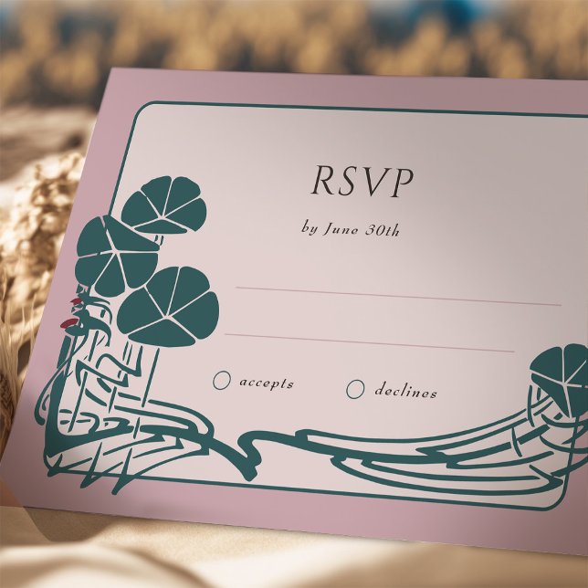 Convite Casamento com Placa RSVP Botânica Dusty Rosa (Criador carregado)