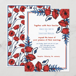 Convite Casamento com Poppy Floral Personalizado