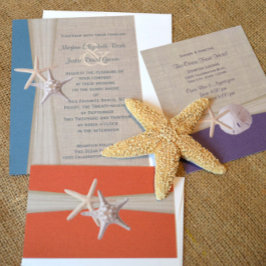 Convite Casamento com Praia de Oceano Teal e Starfish